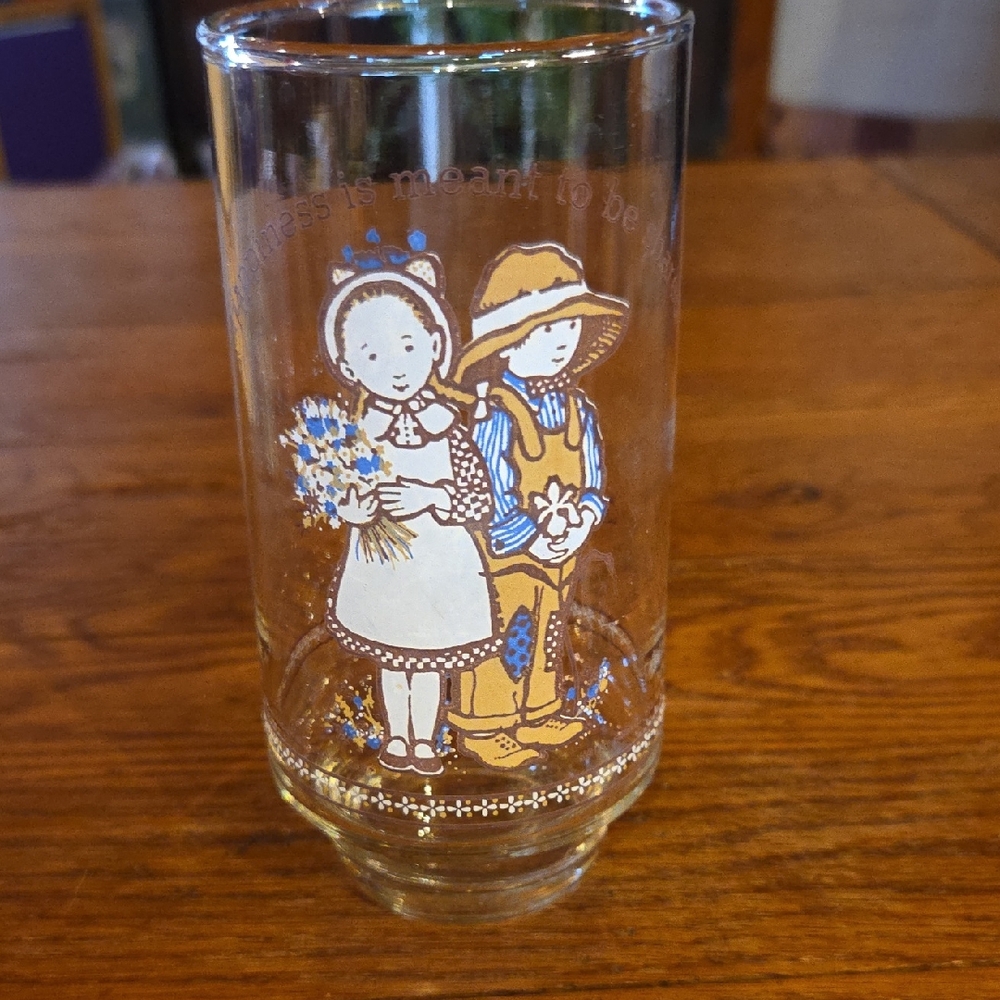Coca Cola Glass with Blue and Yellow Design